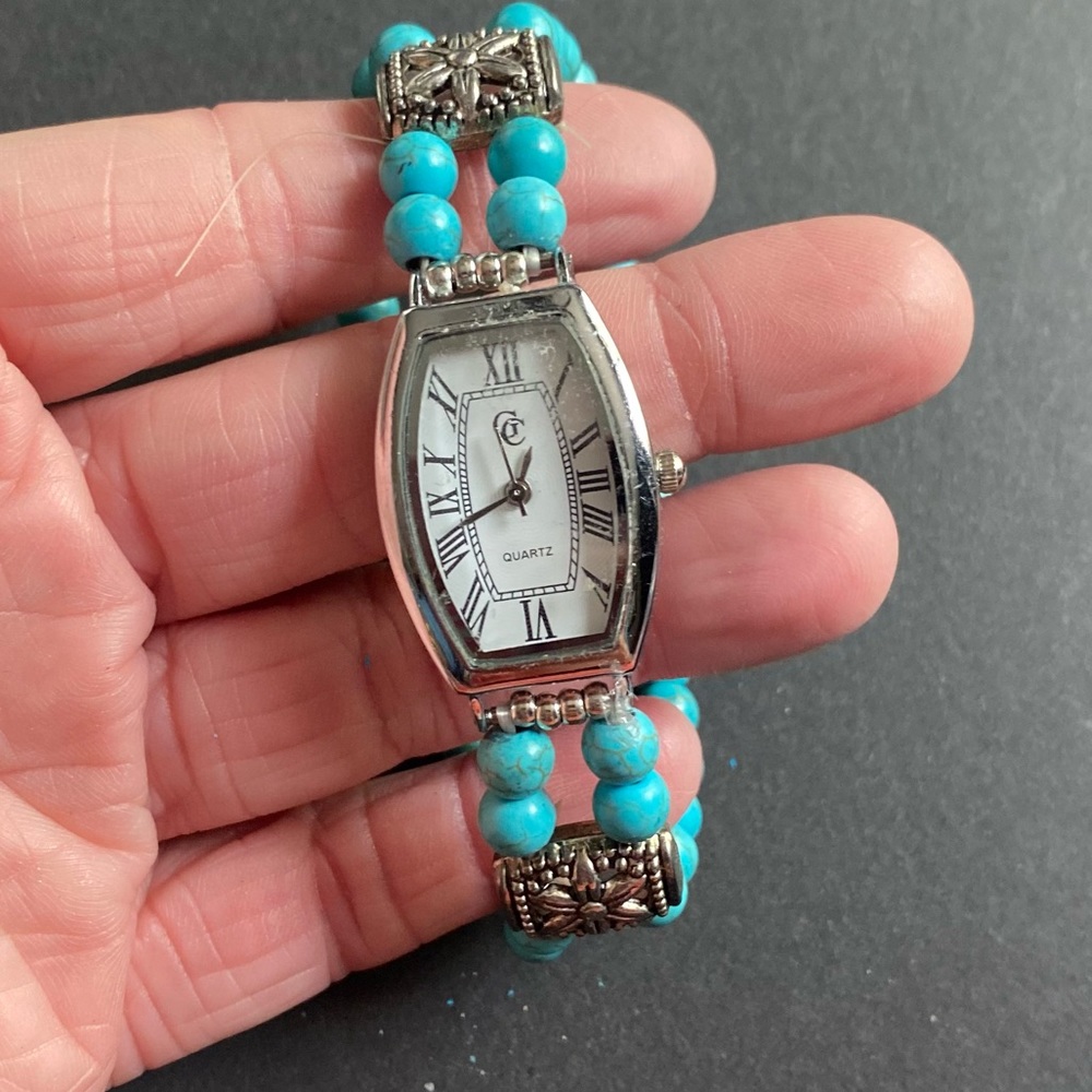 ⚠️GC ladies watch with silver toned face & turquoise style accents, southwestern
